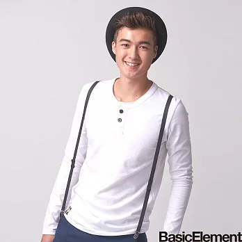 【BasicElement】男款純色時尚半開襟TL白色