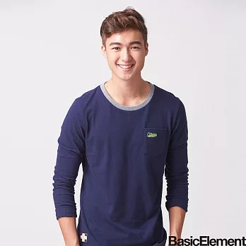 【BasicElement】男款口袋柔棉長袖TS藏青