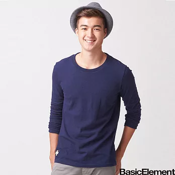 【BasicElement】男款純色時尚長袖TS藏青