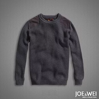 【JOE & WEI】高磅補丁坑條紋針織衫(2色)-M-XLM灰