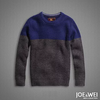 【JOE & WEI】手感織紋拼色混羊毛衣(2色)-M-XLXL灰藍
