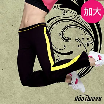 Heatwave 加大瑜珈/韻律褲-長褲-跳躍活力-701742XL-黑/黃