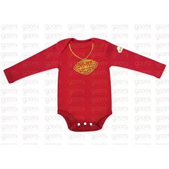 GOOMI台灣第一文創童裝【將相之才】長袖包屁衣～0-6M暗紅