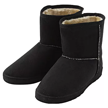 [MUJI無印良品]側邊縫製絨毛短靴XS/21.5-22.0cm黑色