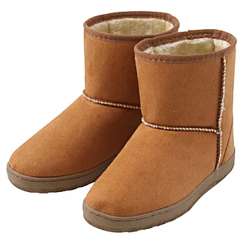 [MUJI無印良品]側邊縫製絨毛短靴XS/21.5-22.0cm橘色