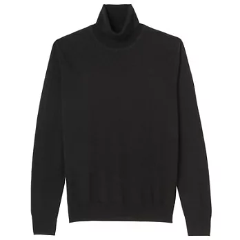 [MUJI無印良品]男羊毛天竺高領毛衣M黑色