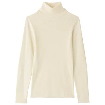 [MUJI無印良品]女羊毛螺紋高領毛衣L柔白