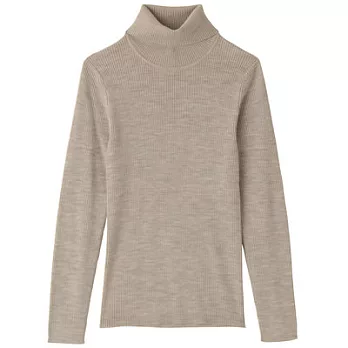 [MUJI無印良品]女羊毛螺紋高領毛衣XL粉米