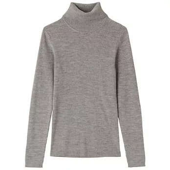 [MUJI無印良品]女羊毛螺紋高領毛衣M灰色