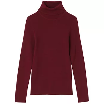 [MUJI無印良品]女羊毛螺紋高領毛衣M酒紅