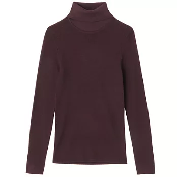 [MUJI無印良品]女羊毛螺紋高領毛衣M紫紅