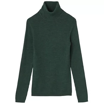 [MUJI無印良品]女羊毛螺紋高領毛衣M綠色