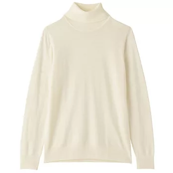 [MUJI無印良品]女羊毛天竺高領毛衣M柔白