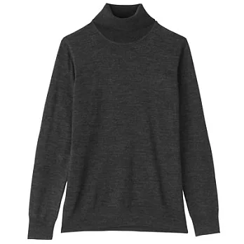 [MUJI無印良品]女羊毛天竺高領毛衣M墨灰