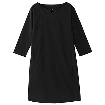 [MUJI無印良品]女聚酯可摺疊七分袖洋裝L黑色