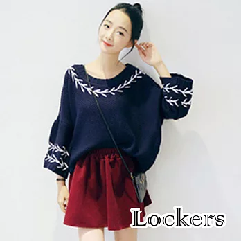 【Lockers 木櫃】韓版絨毛高腰傘狀Ａ字型鬆緊半身裙/短裙(三色)紅色