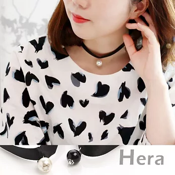 【Hera】赫拉韓劇百搭緞帶珍珠短鍊/鎖骨鍊/頸鍊(二色)黑珍珠