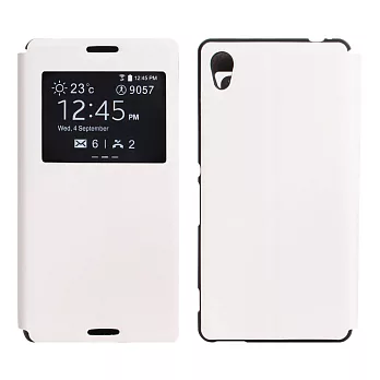 【BIEN】SONY Xperia M4 Aqua 金沙紋來電顯示可立皮套 (白)