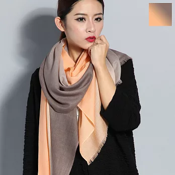 Seoul Show 漸變撞色100%純羊毛80支圍巾披肩9色橘咖漸變
