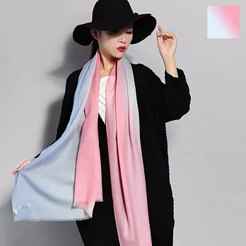 Seoul Show 漸變撞色100%純羊毛80支圍巾披肩9色粉藍漸變