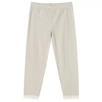 [MUJI無印良品]女棉混天竺(抗菌防臭)涼感蕾絲七分緊身褲L米色