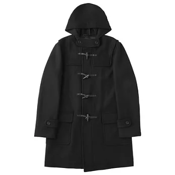 [MUJI無印良品]男法國羊毛混縮絨牛角扣大衣S黑色