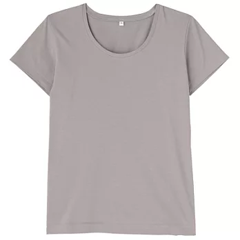 [MUJI無印良品]女有機棉混不易汗染圓領短袖T恤M灰色