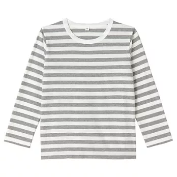 [MUJI無印良品]兒童有機棉每日兒童服橫紋長袖T恤120灰橫紋