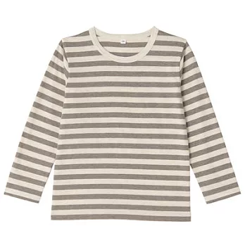 [MUJI無印良品]兒童有機棉每日兒童服橫紋長袖T恤130摩卡棕橫紋