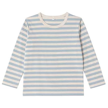 [MUJI無印良品]兒童有機棉每日兒童服橫紋長袖T恤120淺藍橫紋