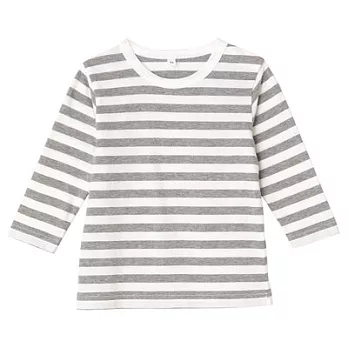 [MUJI無印良品]幼兒有機棉每日兒童服橫紋長袖T恤80灰橫紋