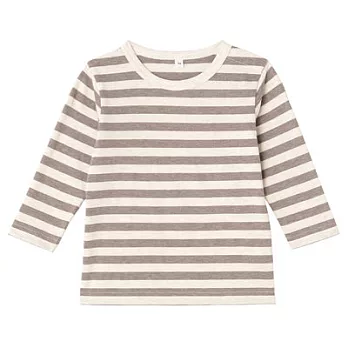 [MUJI無印良品]幼兒有機棉每日兒童服橫紋長袖T恤80摩卡棕橫紋