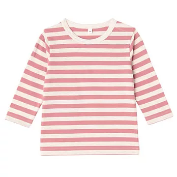 [MUJI無印良品]幼兒有機棉每日兒童服橫紋長袖T恤90粉紅橫紋