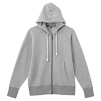 [MUJI無印良品]男有機棉裏毛雙拉鍊連帽外套M雜灰