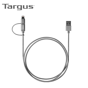 Targus 鋁製系列 Lightning 2in1 充電傳輸線尊爵黑(ACC995AP)尊爵黑