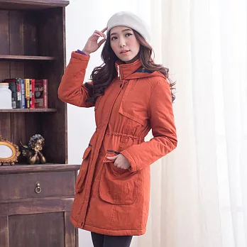 【模兒空間AMOR SPACE】N1398時尚必備兩穿式拼接舖棉外套(共2色)M橘