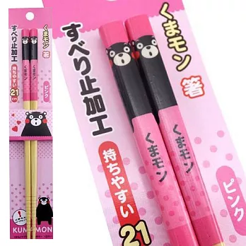 【日本進口正版】熊本熊 KUMAMON 天然竹筷子 21cm 環保筷粉色