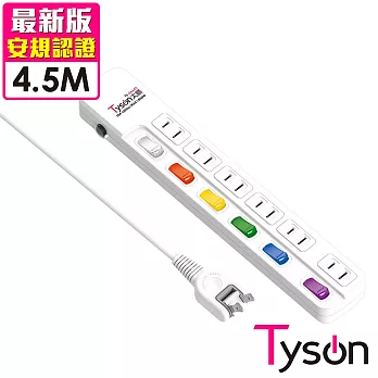 Tyson太順電業 TS-266AS 2孔6切6座延長線(轉向插頭)-4.5米