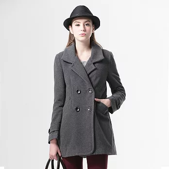 【模兒空間AMOR SPACE】E40043經典品味羊毛內菱格紋舖棉大衣(質感灰)M灰