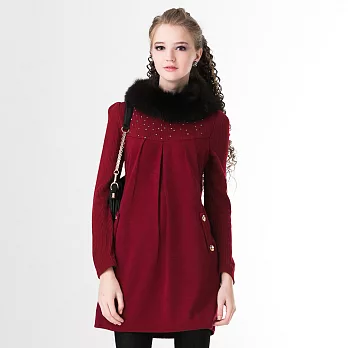 【模兒空間AMOR SPACE】S2046 優雅婉約層次感毛呢長上衣(共2色)L紅