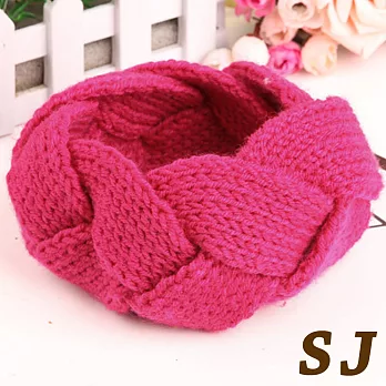 【SJ】韓版針織毛線編織麻花捲髮帶-桃色