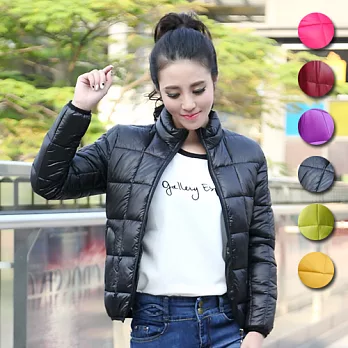 【stoney.ax】2015新款韓版極輕玩色方格羽絨棉外套(六色) -L黑色