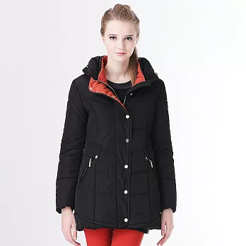 【模兒空間AMOR SPACE】S2028歐風品味纖腰舖棉長版大衣(共2色)XL黑