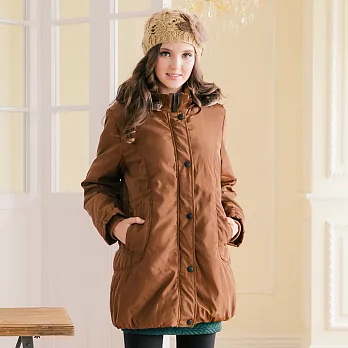 【模兒空間AMOR SPACE】N13101名品時尚修身舖棉長版外套(共2色)M咖啡