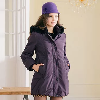【模兒空間AMOR SPACE】N13101名品時尚修身舖棉長版外套(共2色)M紫