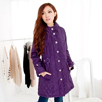 【模兒空間AMOR SPACE】N920暖意氛圍菱格紋舖棉外套(共2色)M紫