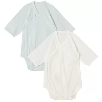 [MUJI無印良品]新生兒有機棉針織包屁衣/2入80藍色