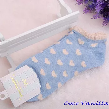 【Coco Vanilla】鬆口愛心精梳棉女船襪 (牛仔藍)