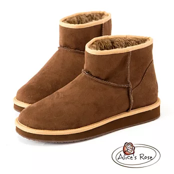 Alice’s Rose 撞色滾邊毛絨內增高雪靴36咖啡色
