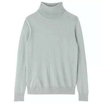 [MUJI無印良品]女羊毛天竺高領毛衣S淺綠